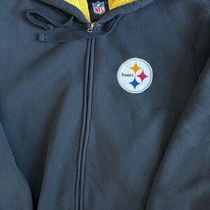 Vintage Pittsburgh Steelers NFL Fleece Lined Hooded Full Zip Jacket / size XL